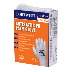 Guanto antistatico con palmo in PU per distributori automatici Portwest  - VA199G7RL - Grigio-Grigio