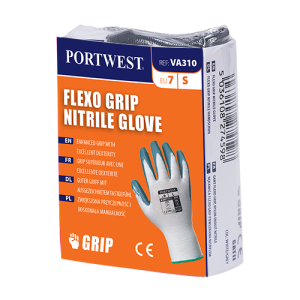 Guanto Flexo Grip in nitrile per distributori automatici Portwest  - VA310W7RL - Bianco-Grigio